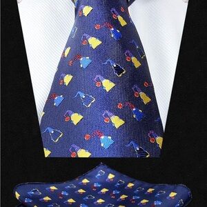 Blue Necktie with Colorful Pattern